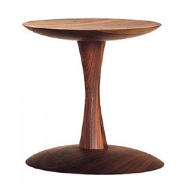 Canadian Turn Minimal Pedestal Side Table in Walnut and Color by Patty Johnson For Sale