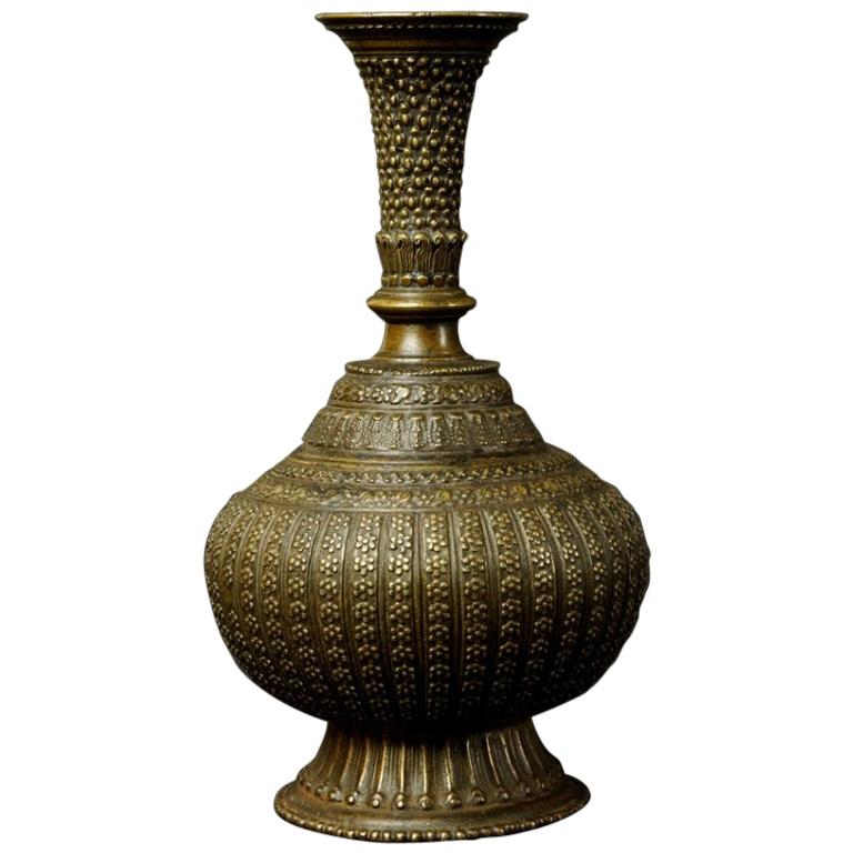 Turn of 19th-20th Century Bronze Arabic Vase For Sale
