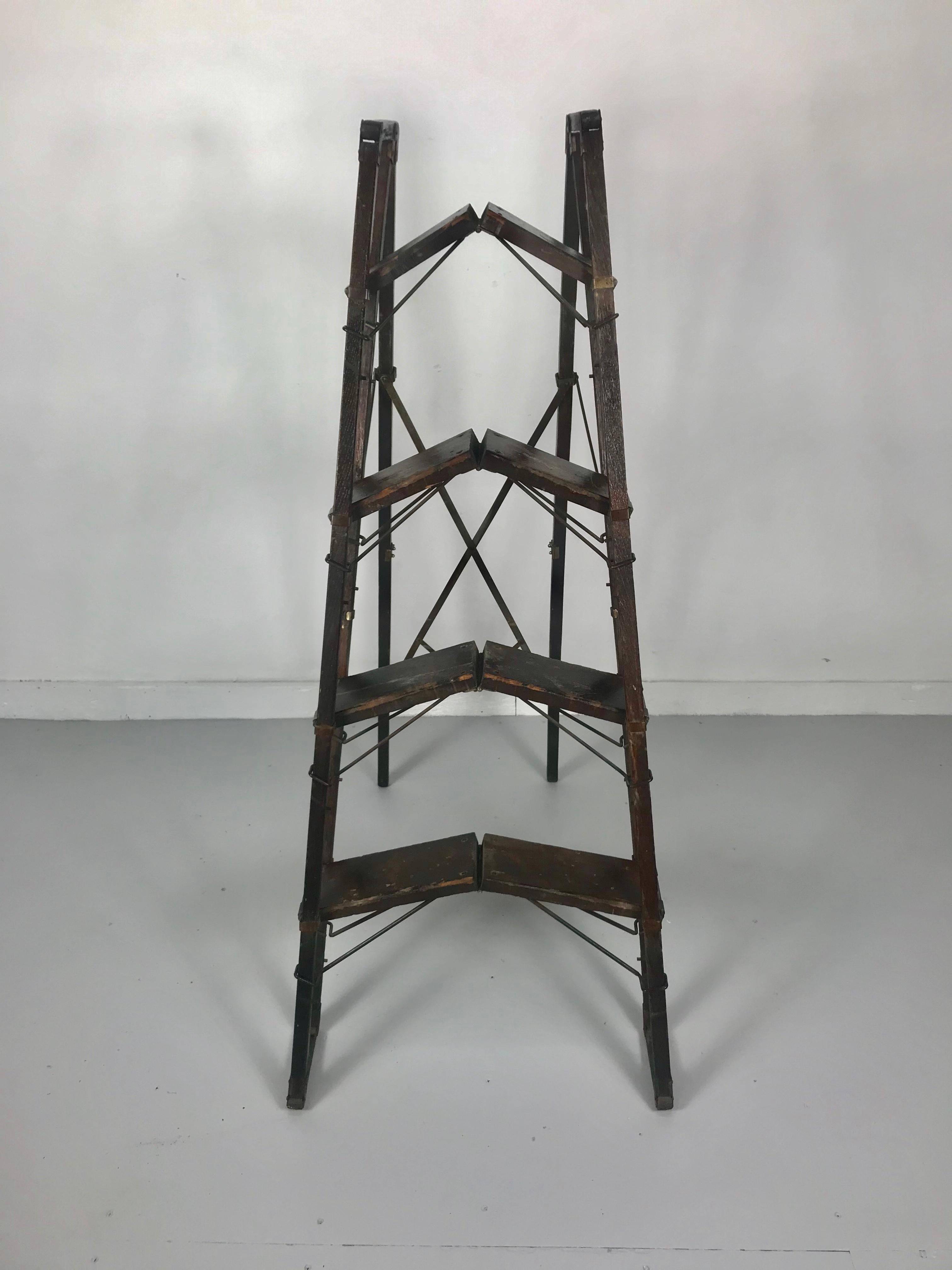 Turn of Century Industrial Collapsable Step Ladder Closes 2