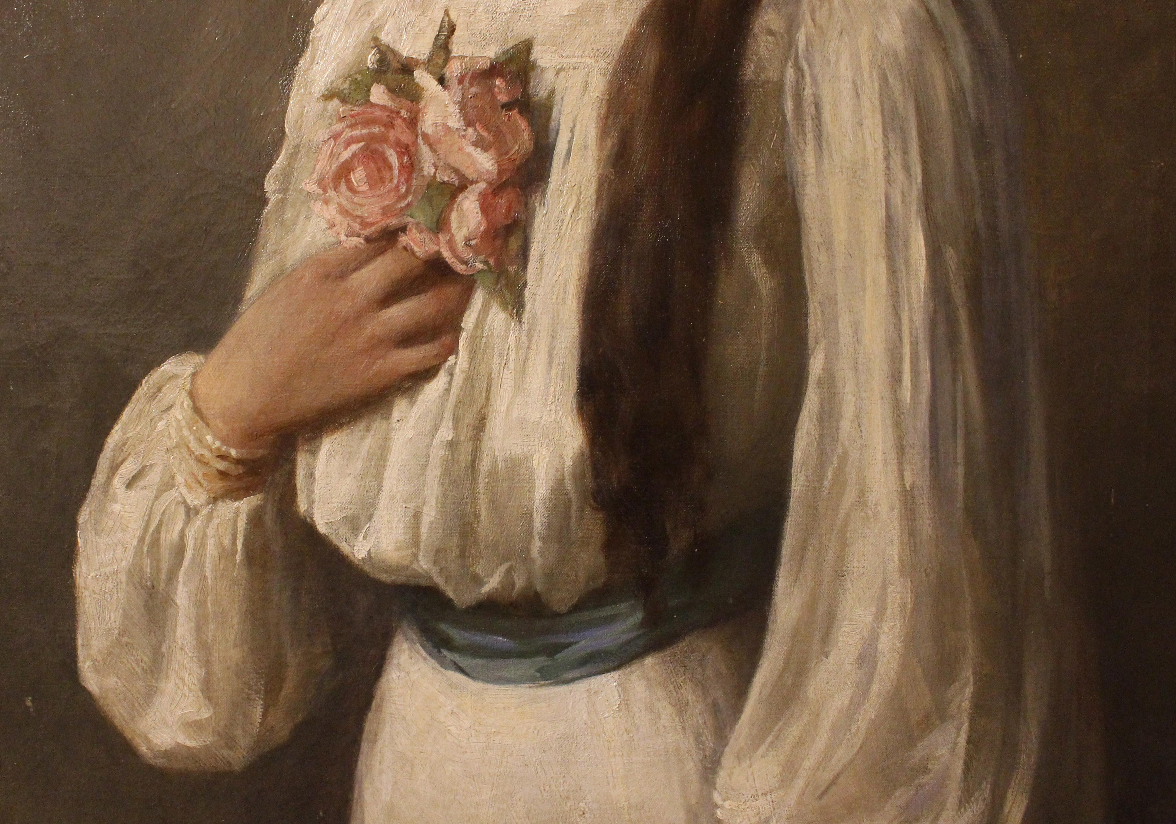 20th Century Turn of the 20th century Painting of a Young Woman, American For Sale