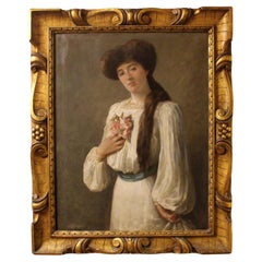 Vintage Turn of the 20th century Painting of a Young Woman, American