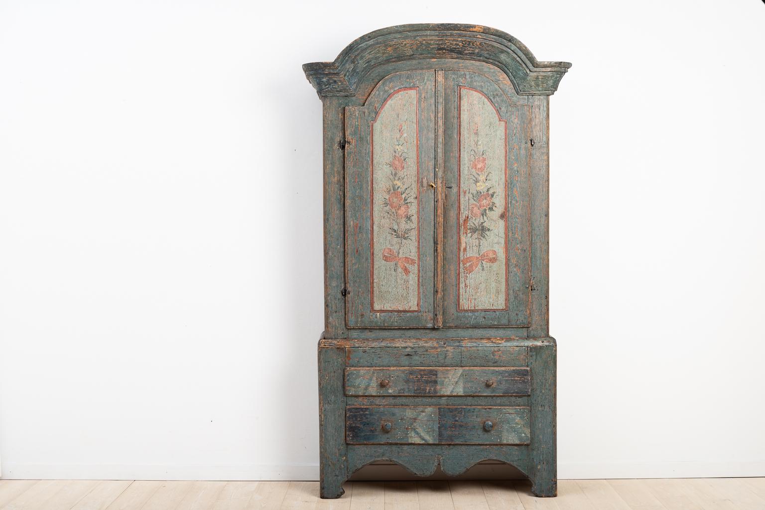 Hand-Painted Turn of the Century 18th-19th Swedish Rococo Cabinet