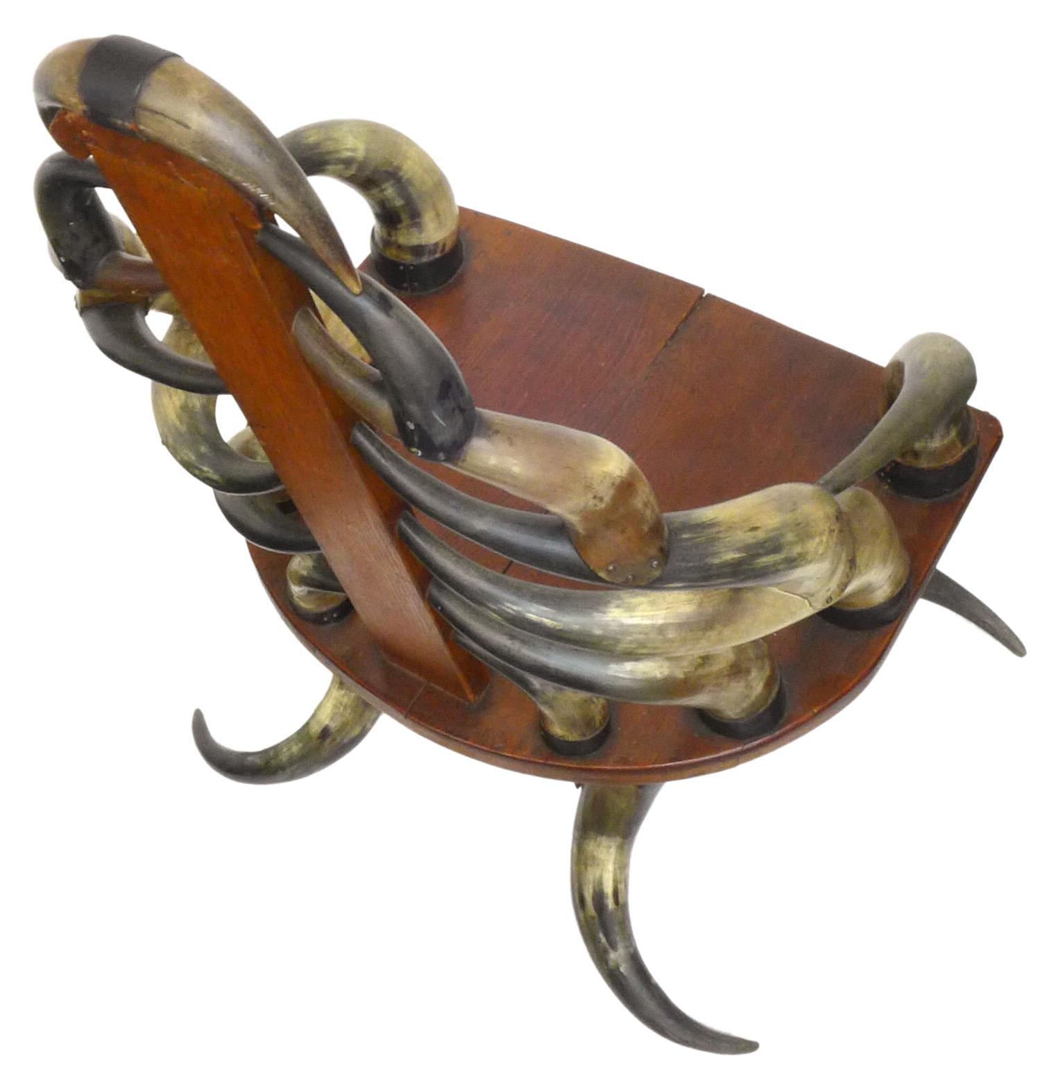 Early 20th Century Turn of the Century American Steer Horn Parlor Chair