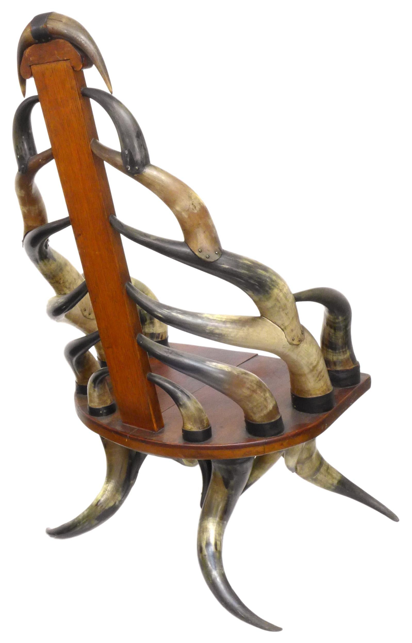 Turn of the Century American Steer Horn Parlor Chair 1