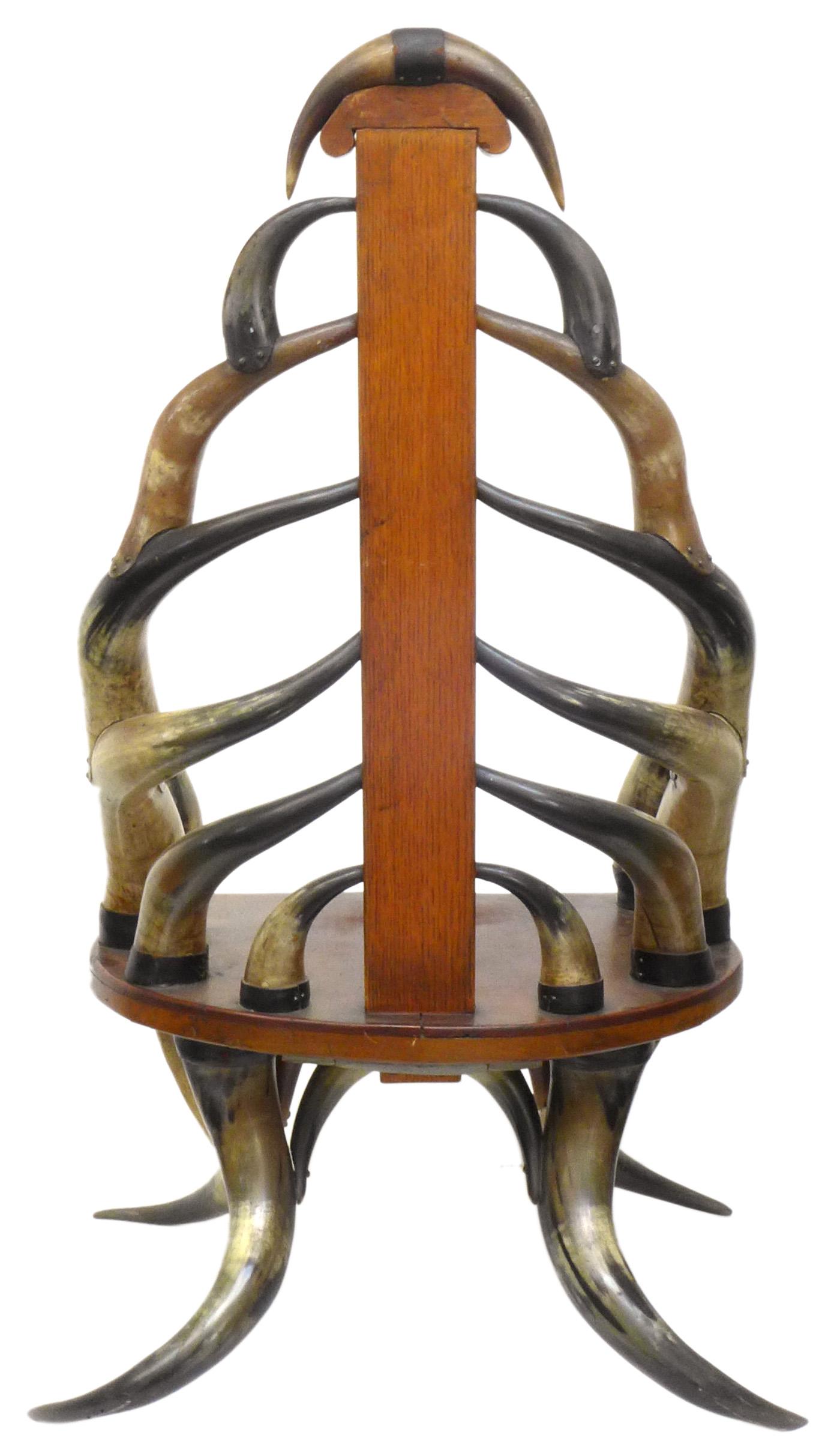 Turn of the Century American Steer Horn Parlor Chair 2