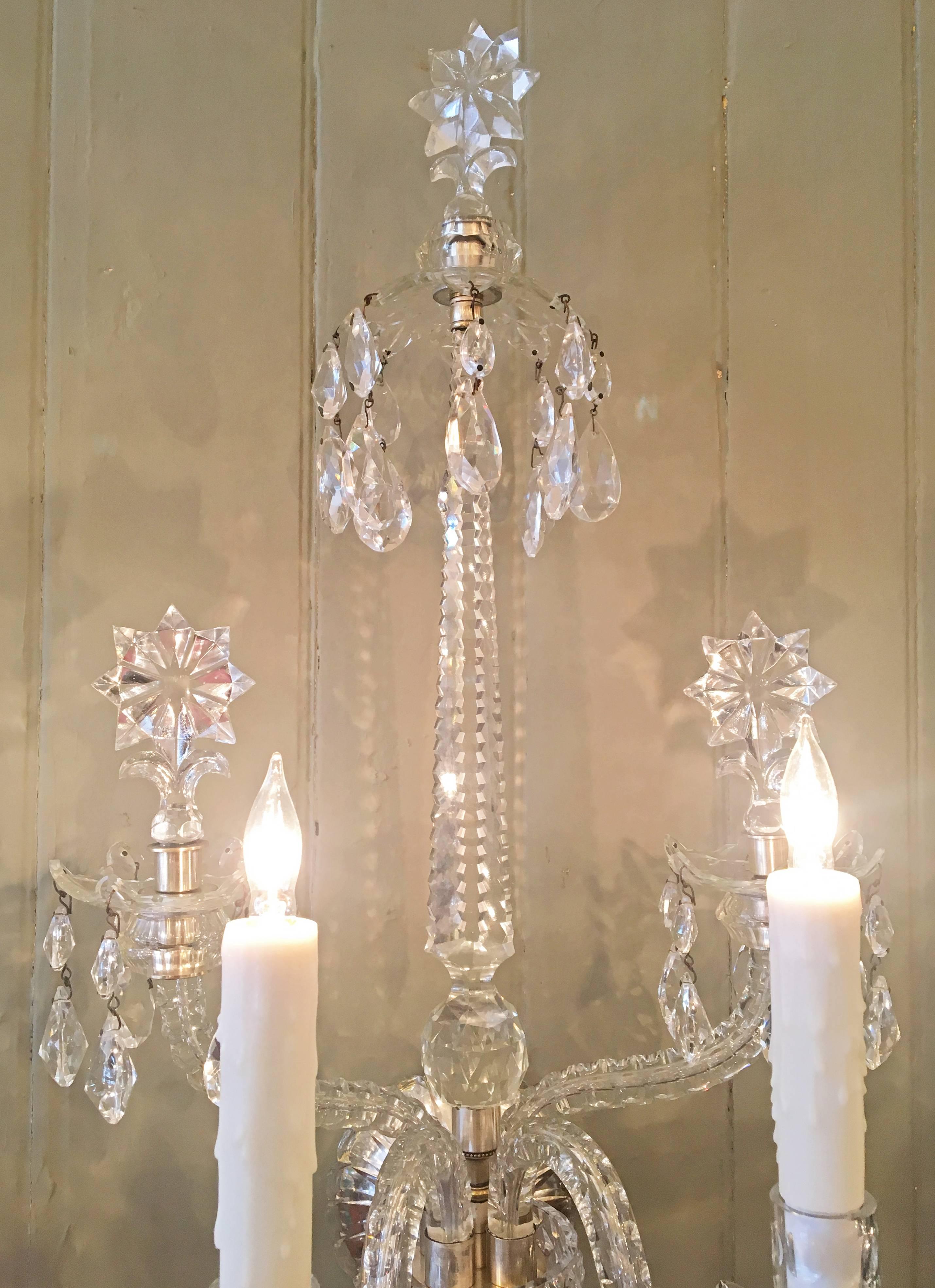 Turn of the Century Anglo Irish Crystal Sconces In Excellent Condition In Charleston, SC