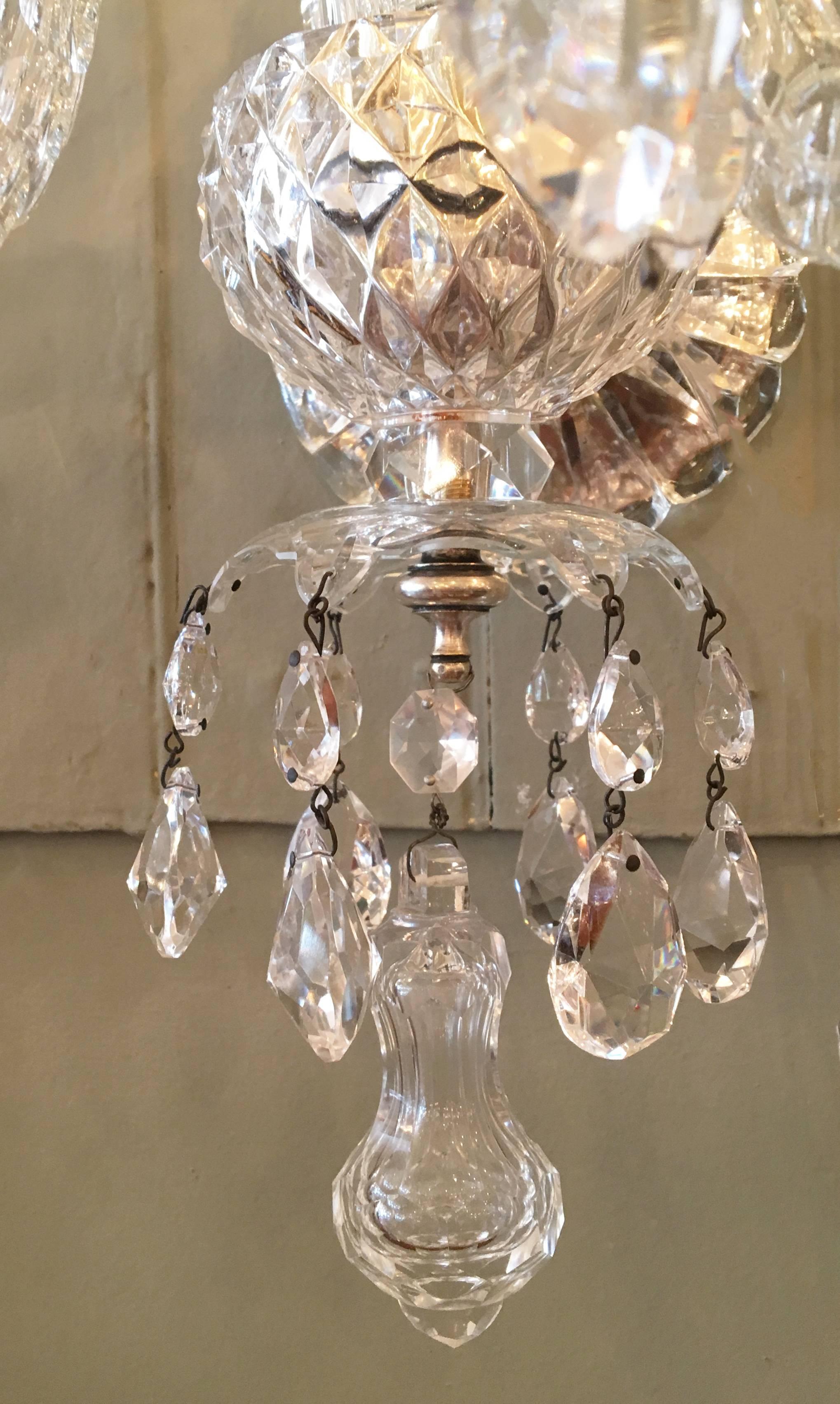 Early 20th Century Turn of the Century Anglo Irish Crystal Sconces