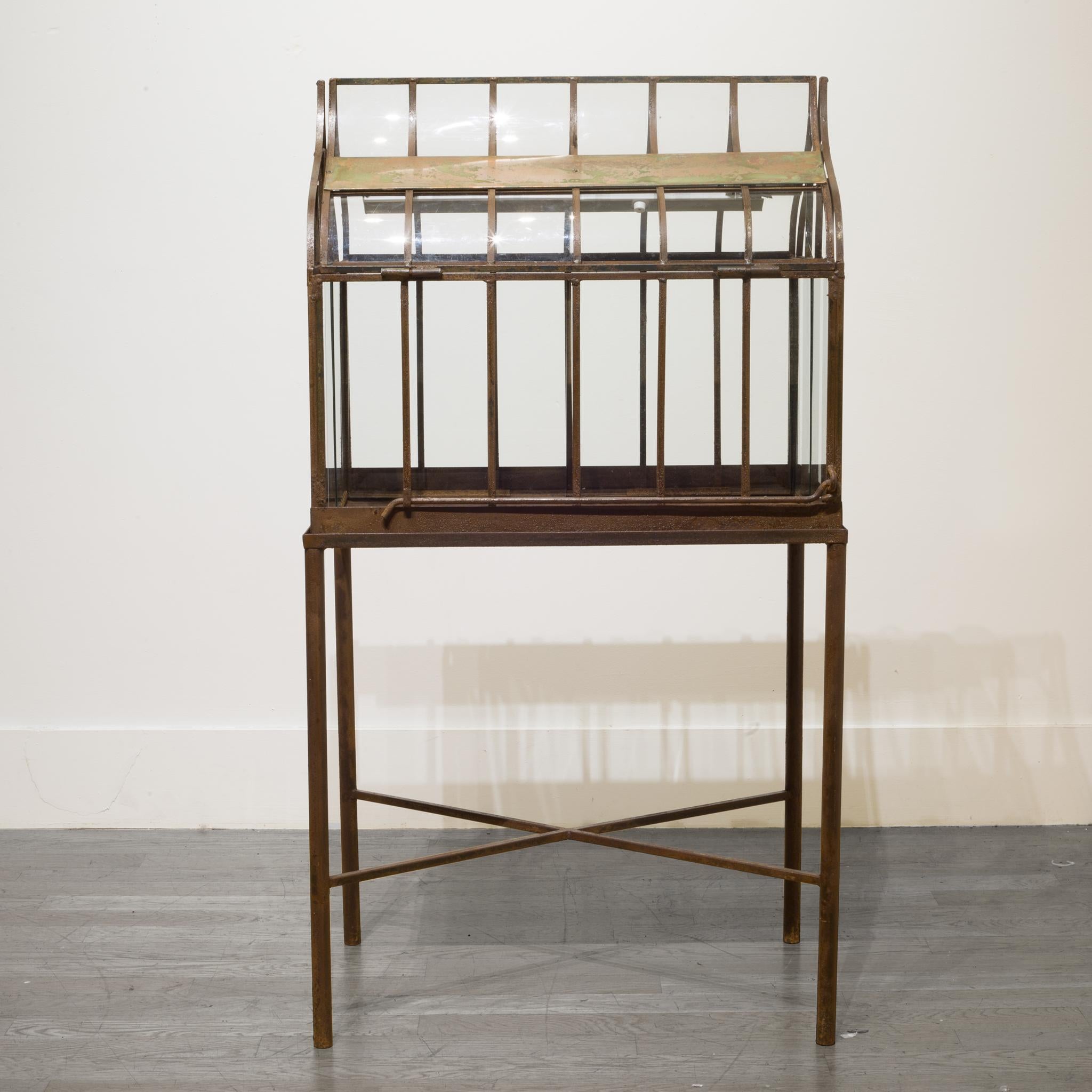 Turn of the Century Antique Wrought Iron Wardian Case on Stand, circa 1900 In Good Condition In San Francisco, CA