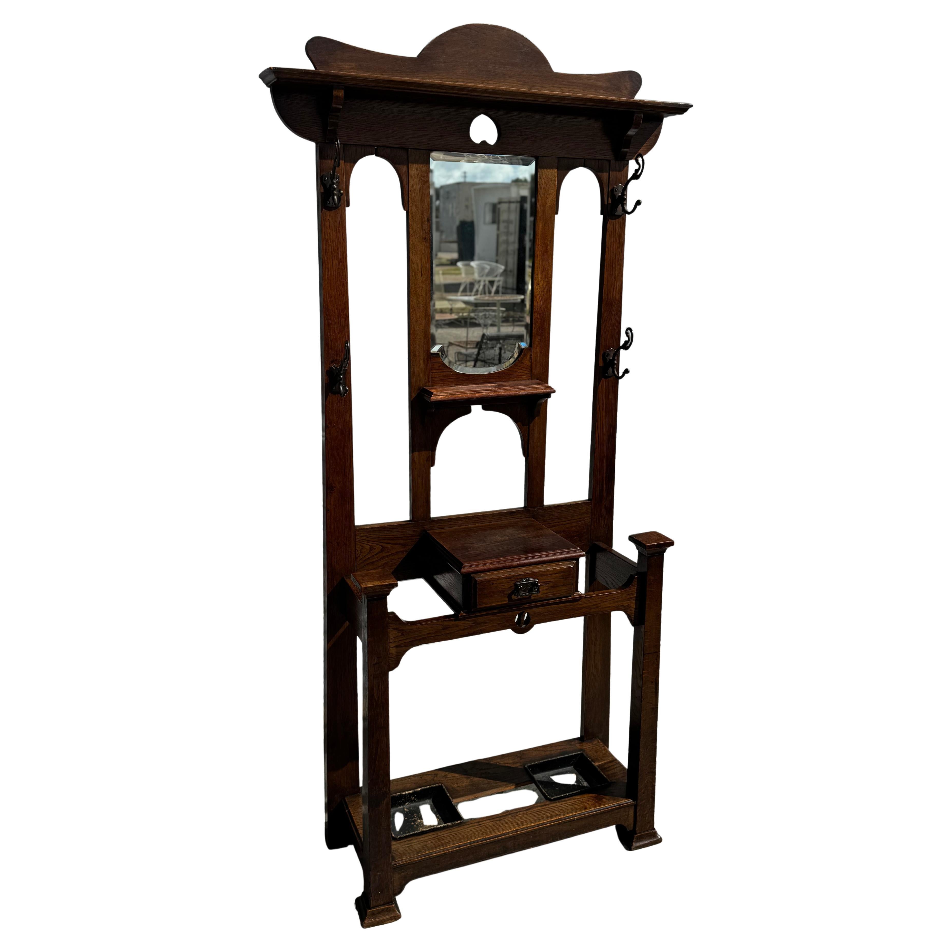 Turn of the Century Arts and Crafts Oak Umbrella Stand