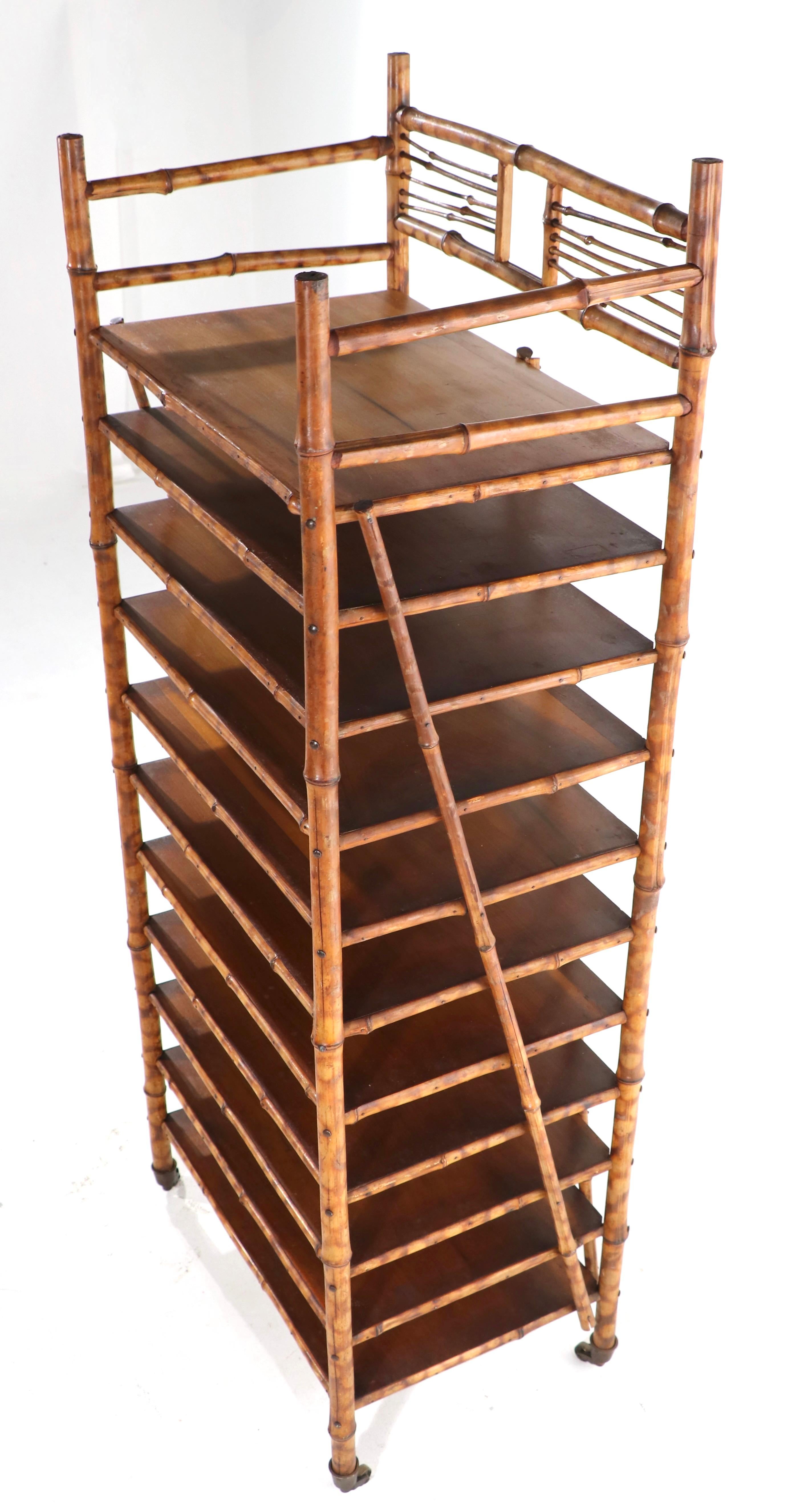 Aesthetic Movement Turn of the Century Bamboo and Wood Etagere Shelf