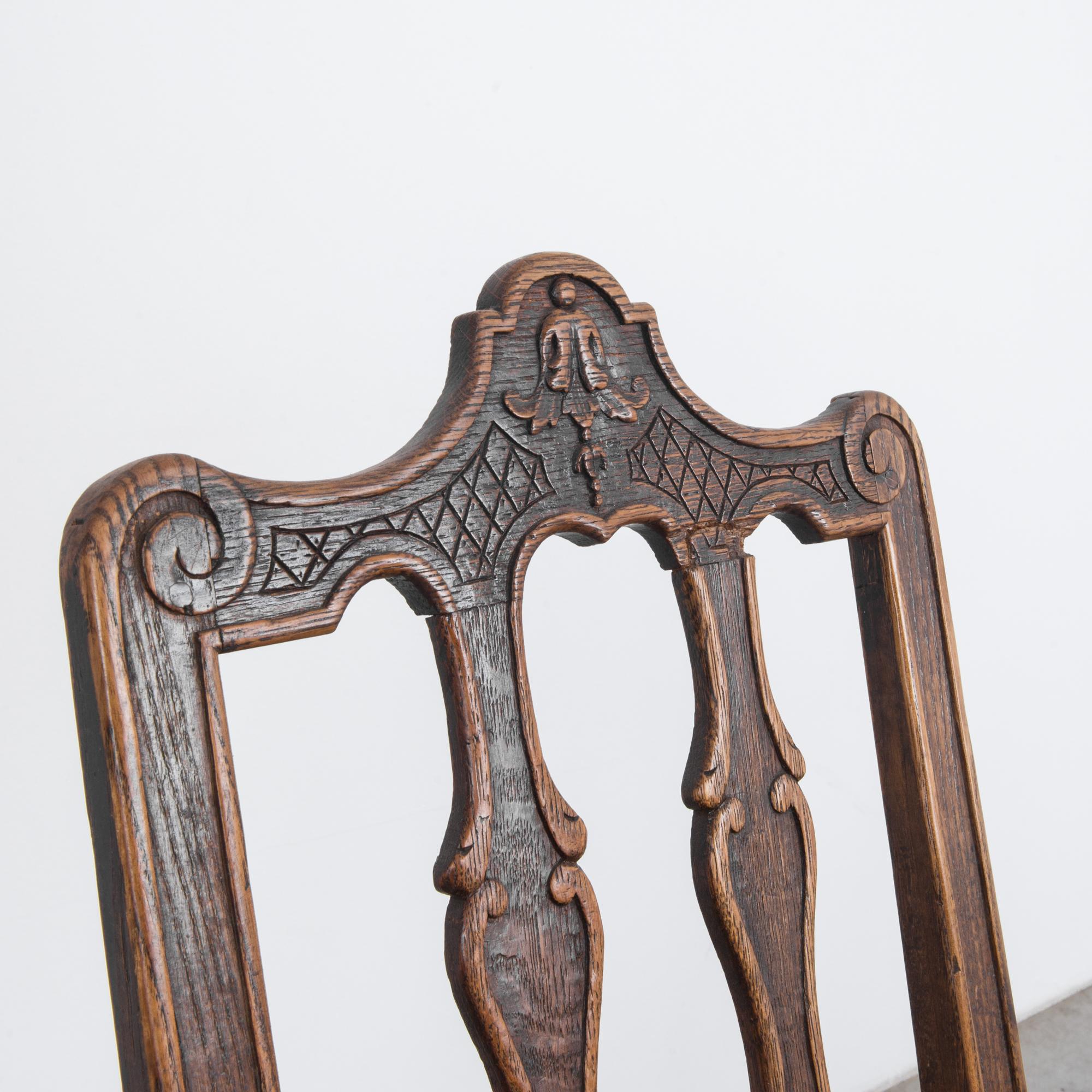 Early 20th Century Turn of the Century Belgian Carved Chair For Sale