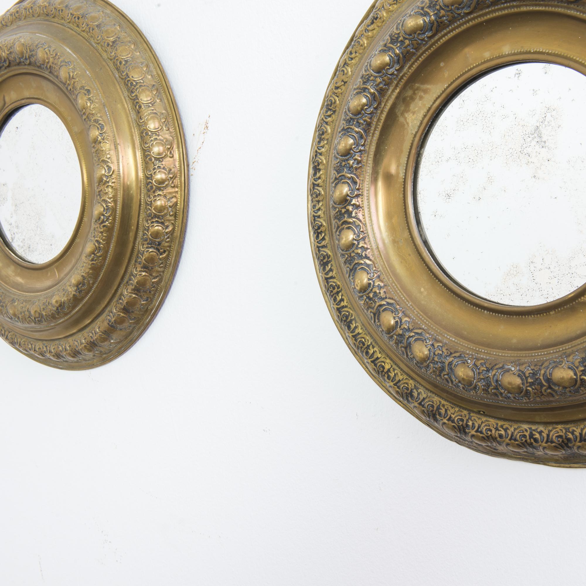 Turn of the Century Belgian Copper Mirrors, a Pair In Good Condition In High Point, NC