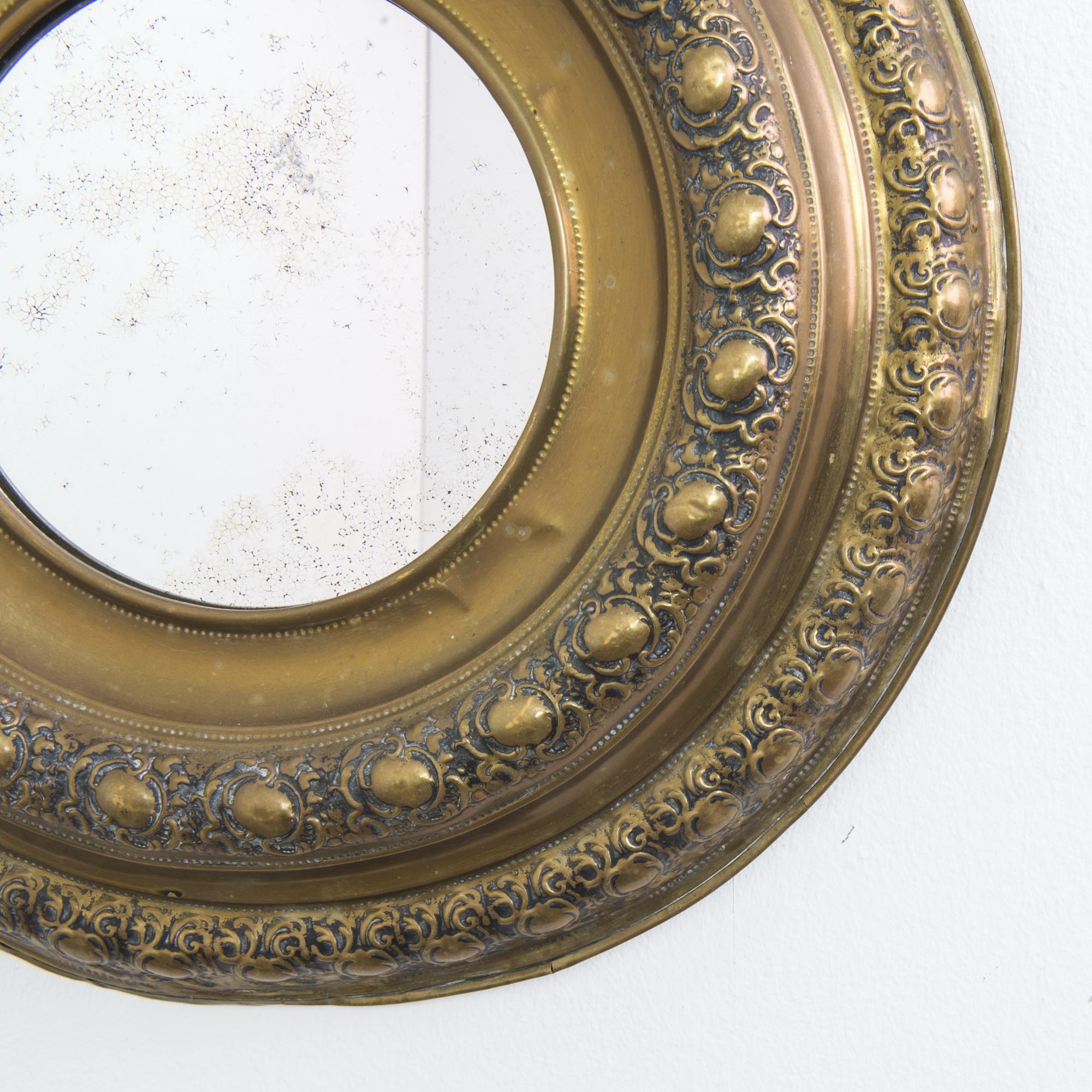 Early 20th Century Turn of the Century Belgian Copper Mirrors, a Pair