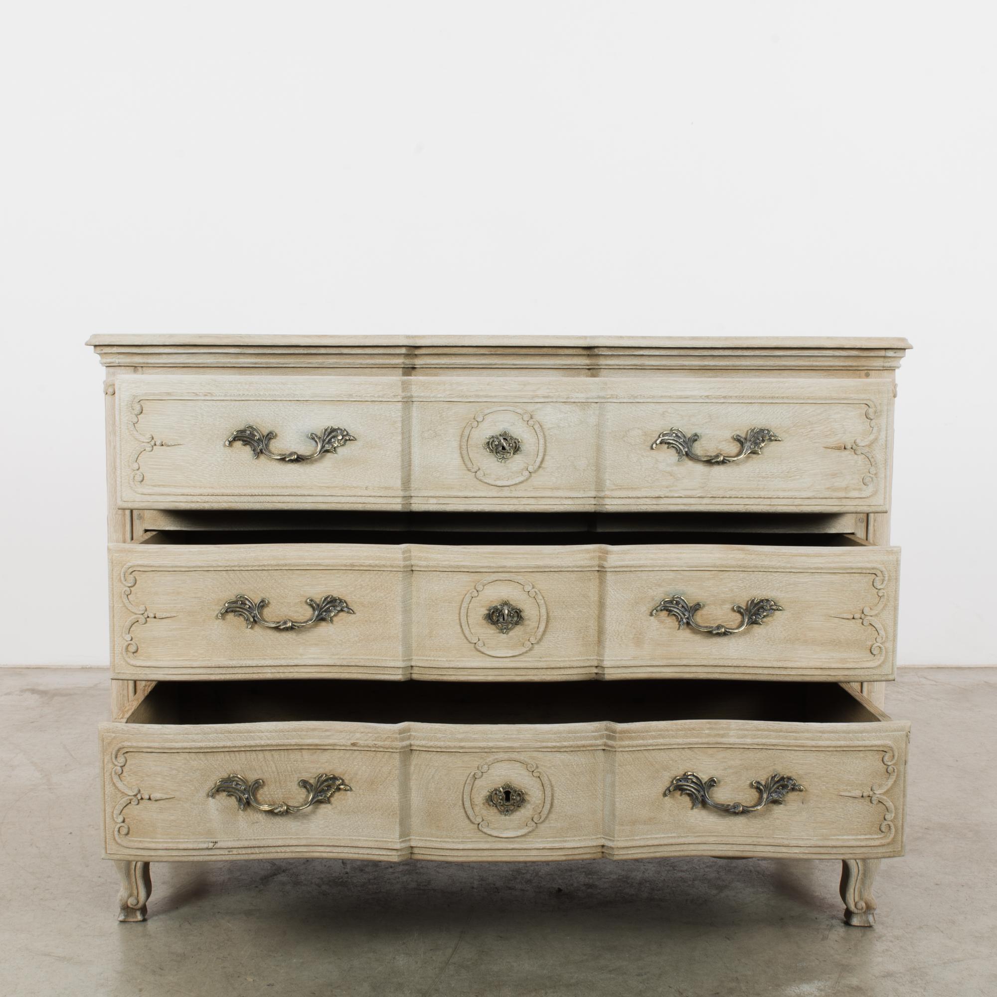 French Provincial Turn of the Century Belgian Oak Chest of Drawers
