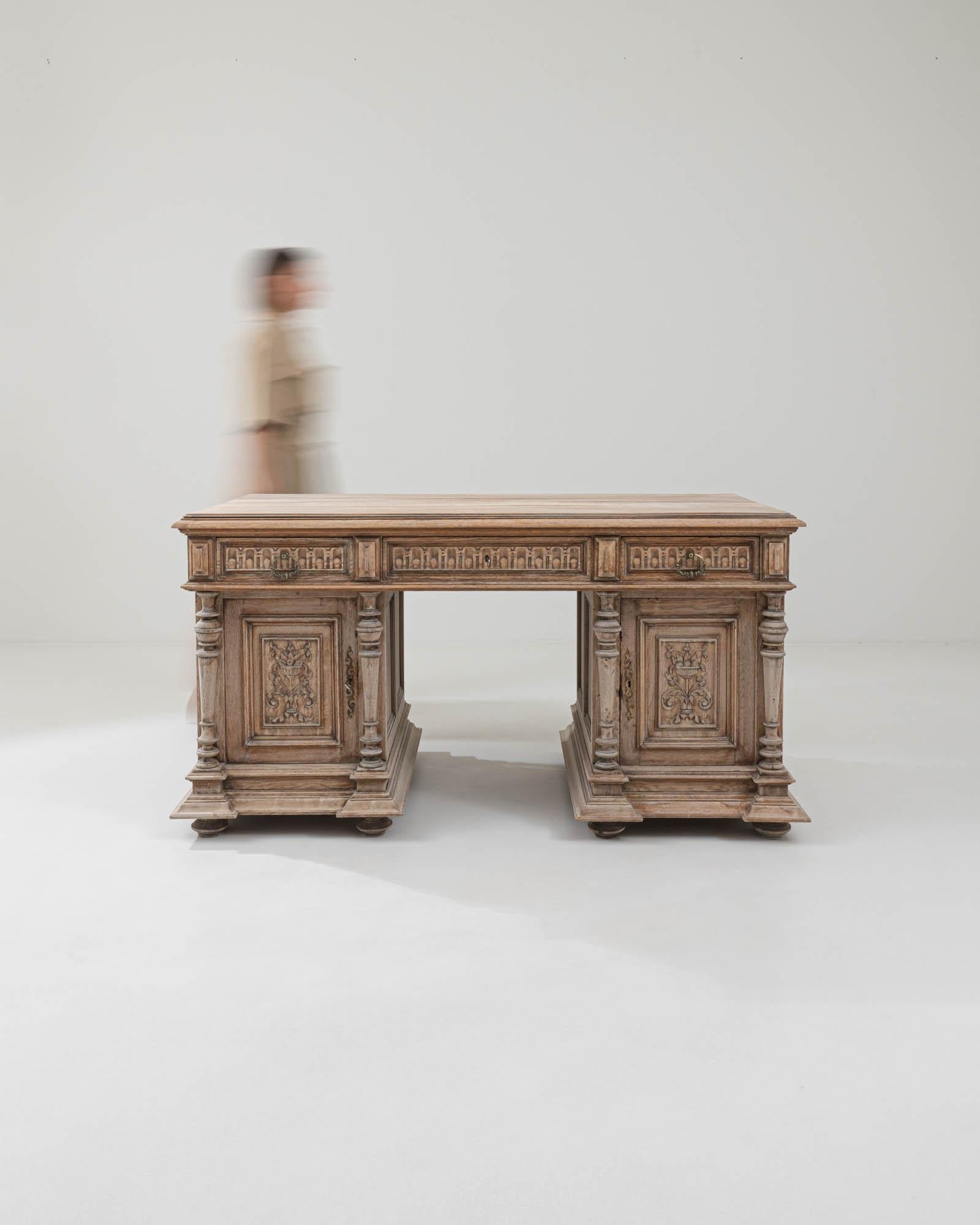 Renaissance Revival Turn of the Century Belgian Oak Desk