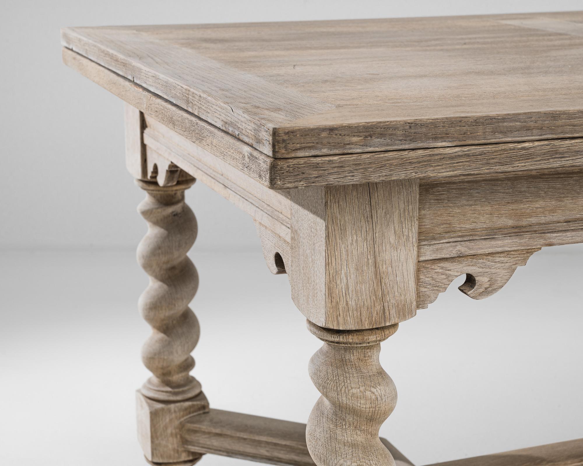French Turn of the Century Belgian Oak Pull Leaf Dining Table