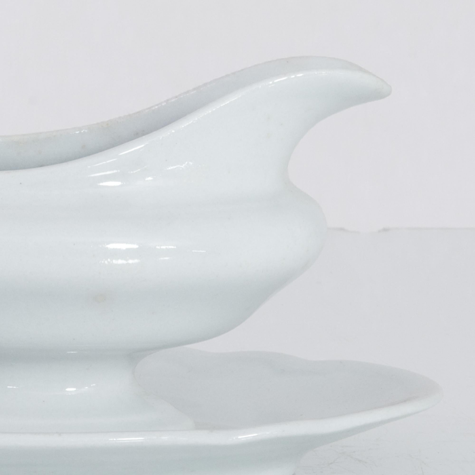 Country Turn of the Century Belgian Porcelain Sauce Boat