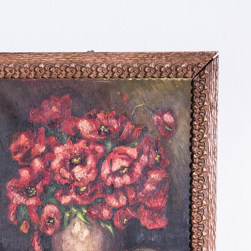 Turn of the Century Belgian Still Life in Wooden Frame In Good Condition In High Point, NC