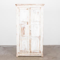 Turn of the Century Belgian White Patinated Armoire
