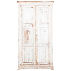 Antique Turn of the Century Belgian White Patinated Armoire