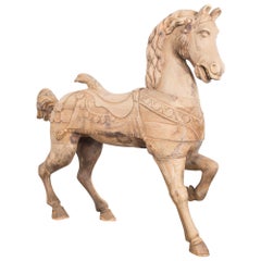 Used Turn of the Century Belgian Wooden Horse