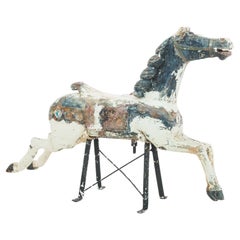 Turn of the Century Belgian Wooden Horse on Stand 