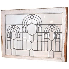 Turn-of-the-Century Beveled Glass Window with Arches