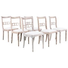 Turn of the Century Bleached Oak Dining Chairs, Set of Six