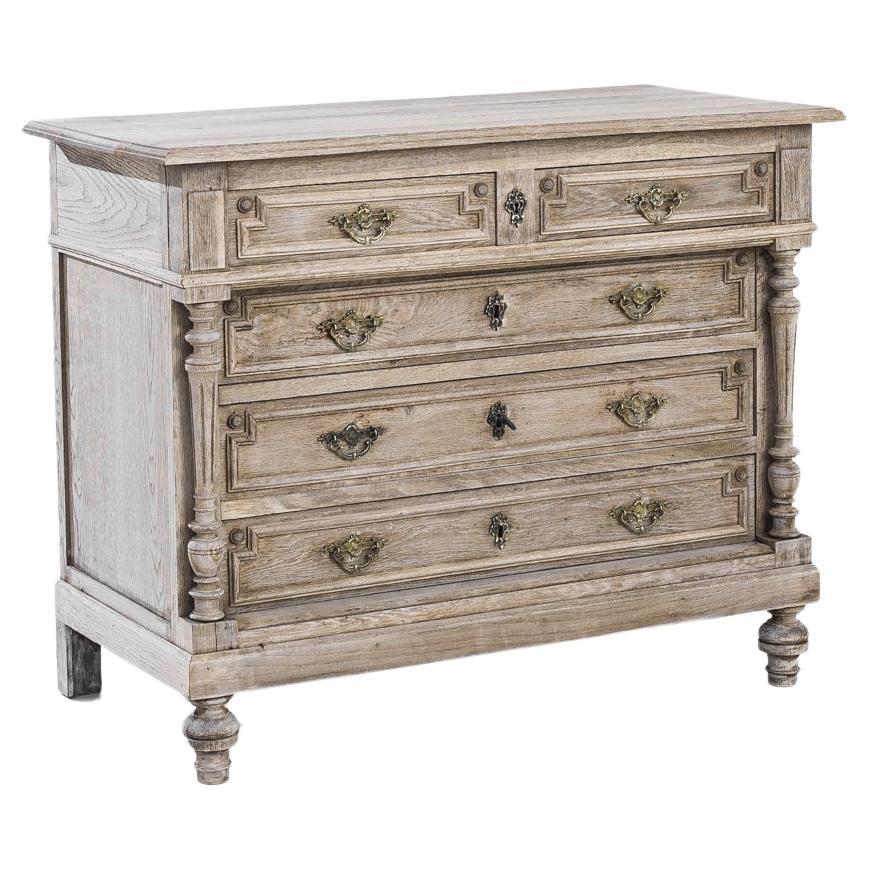 Turn of the Century Bleached Oak Drawer Chest For Sale