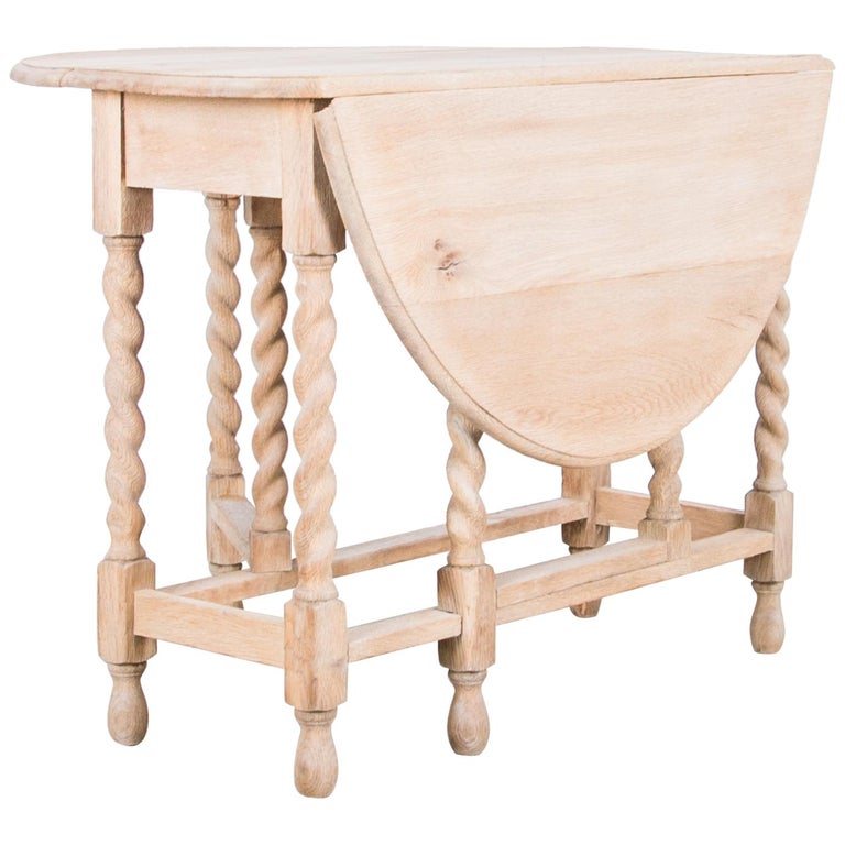 Turn of the Century Bleached Oak Folding Gate Leg Table at 1stDibs