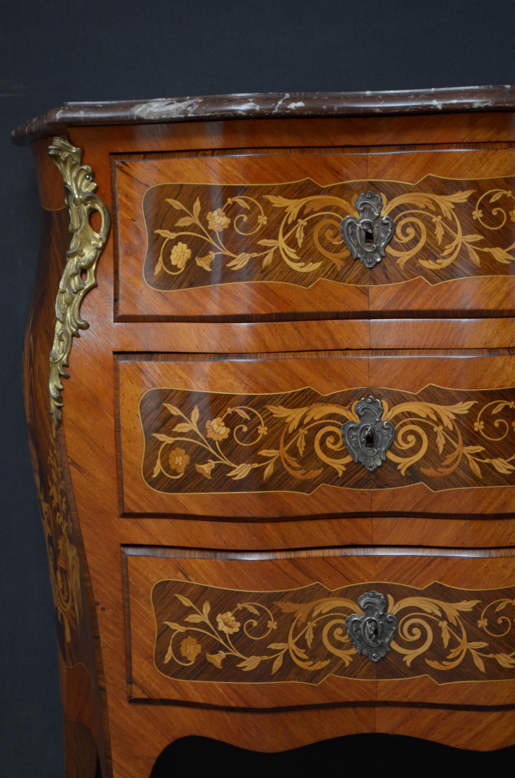 French Turn of the Century Bombe Chest of Drawers For Sale