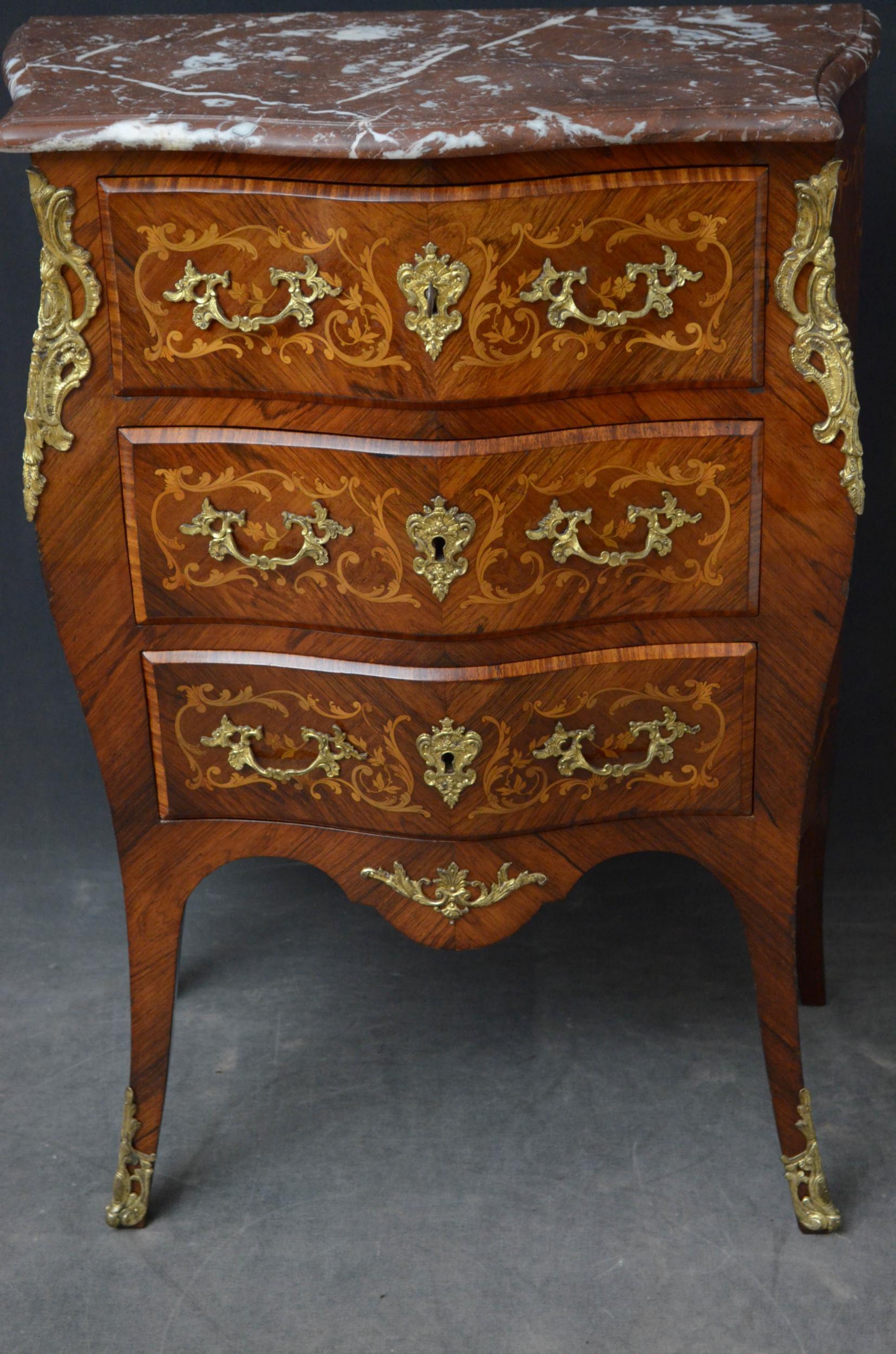 French Turn of the Century Bombe Chest of Drawers For Sale