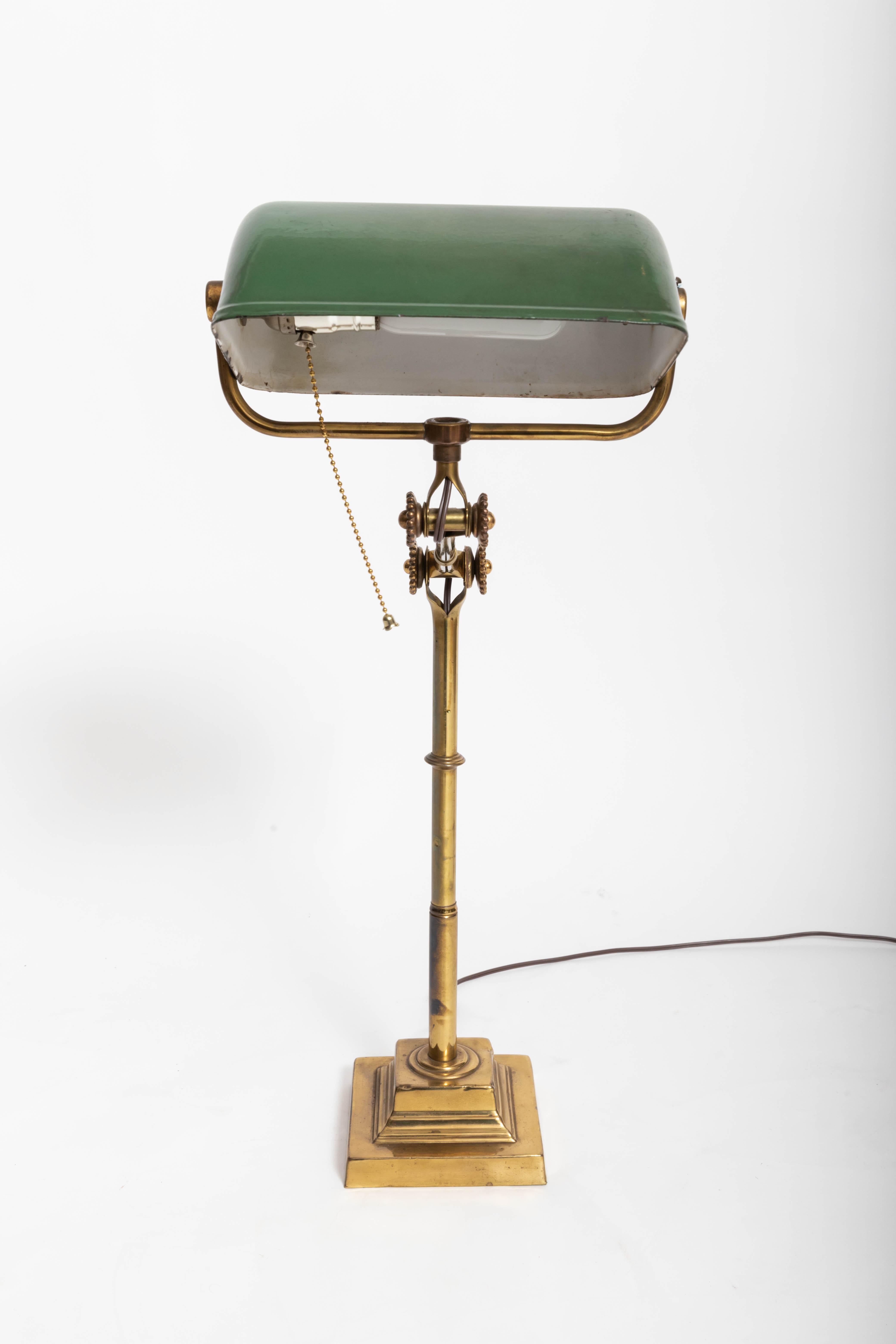 Blackened Turn-of-the-Century Brass Desk Lamp