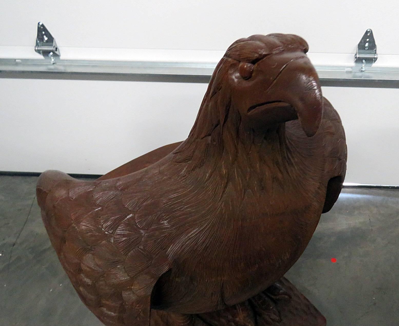 Wood Turn of the Century Carved Eagle Bergeres