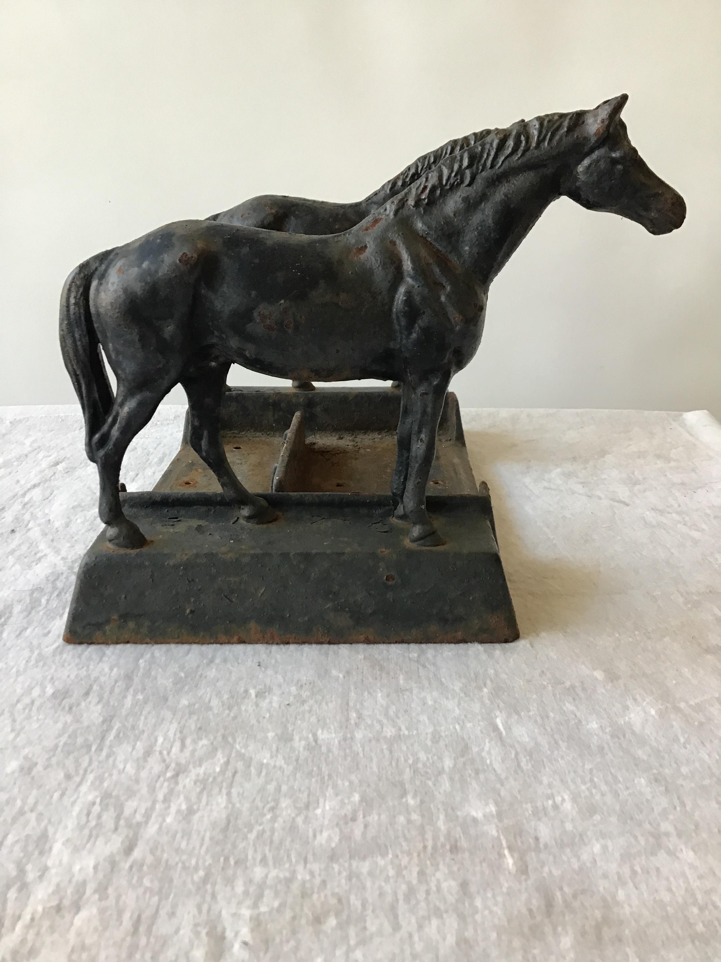 Turn of the Century Cast Iron Horse Boot Scraper In Good Condition In Tarrytown, NY