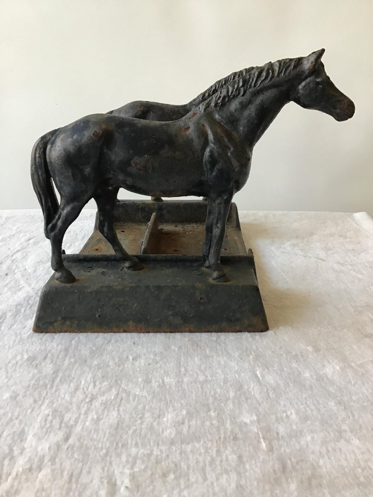 Turn of the Century Cast Iron Horse Boot Scraper at 1stDibs