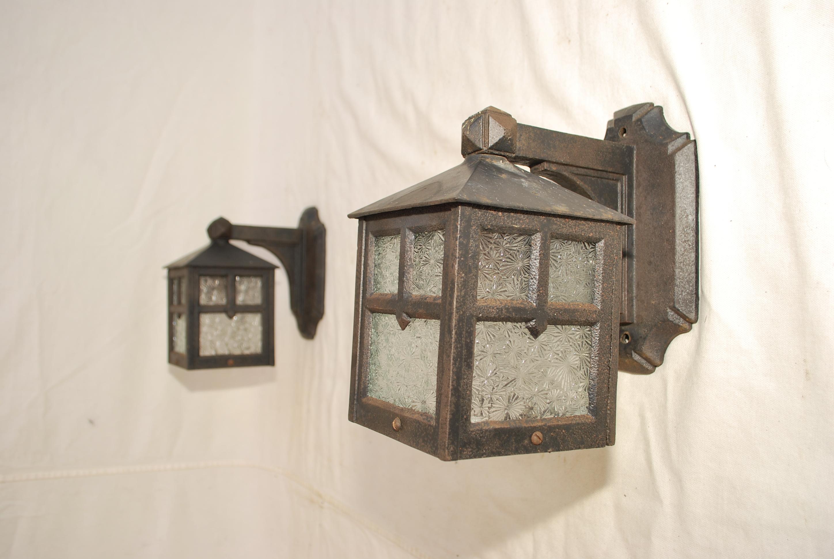 Cast Turn of the century cast iron outdoor sconces For Sale
