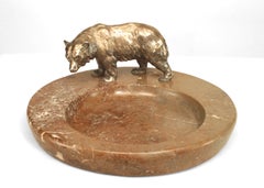 Bronze and Marble Bear Ashtray