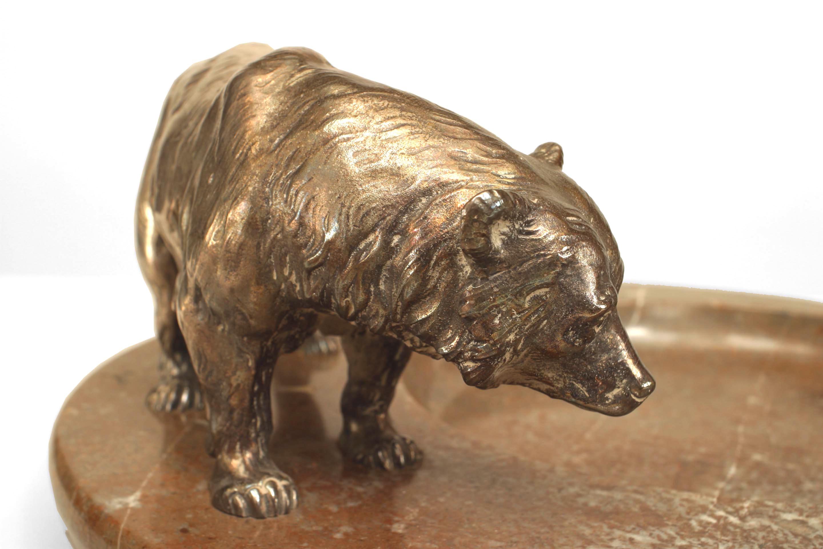 Austrian Bronze and Marble Bear Ashtray