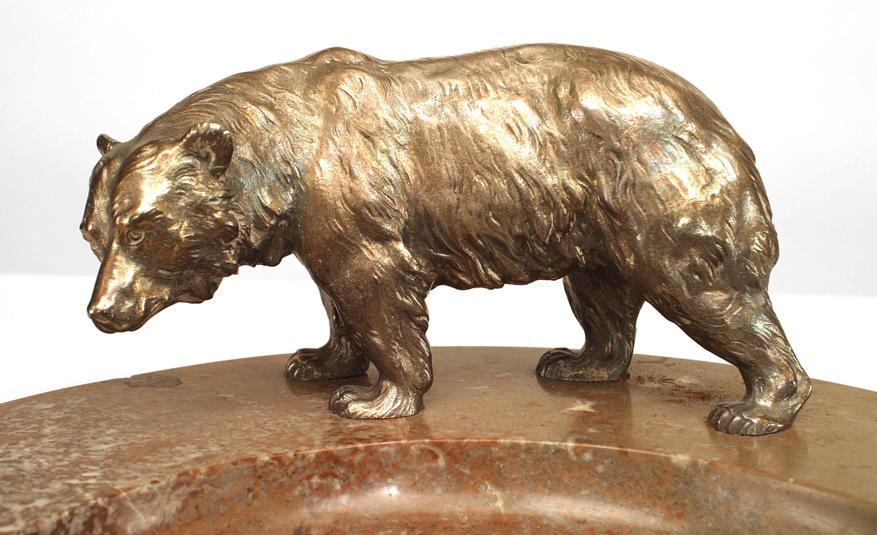 Bronze and Marble Bear Ashtray In Good Condition In New York, NY