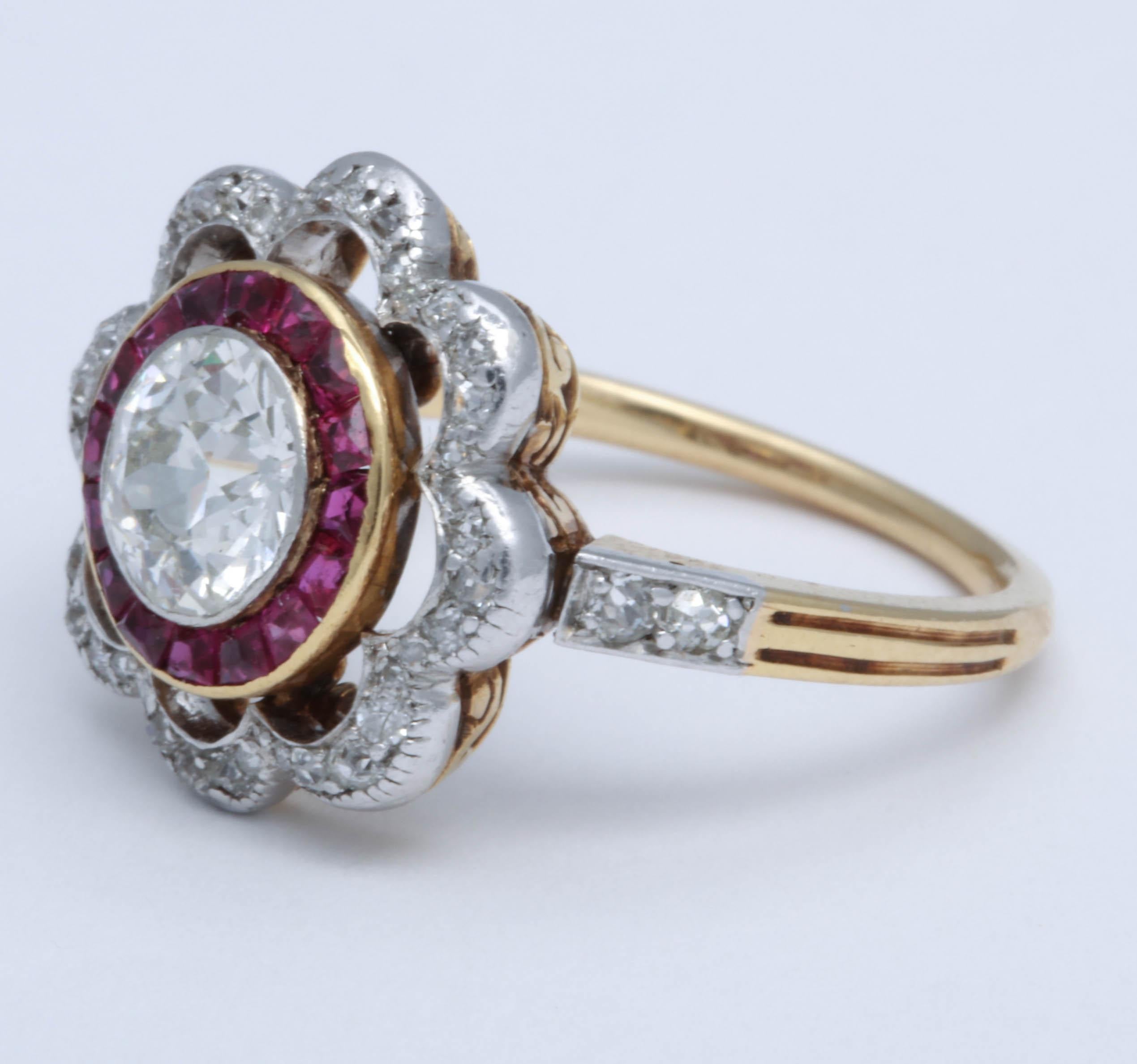 Turn of the Century Diamond and Ruby Ring In Excellent Condition In New York, NY