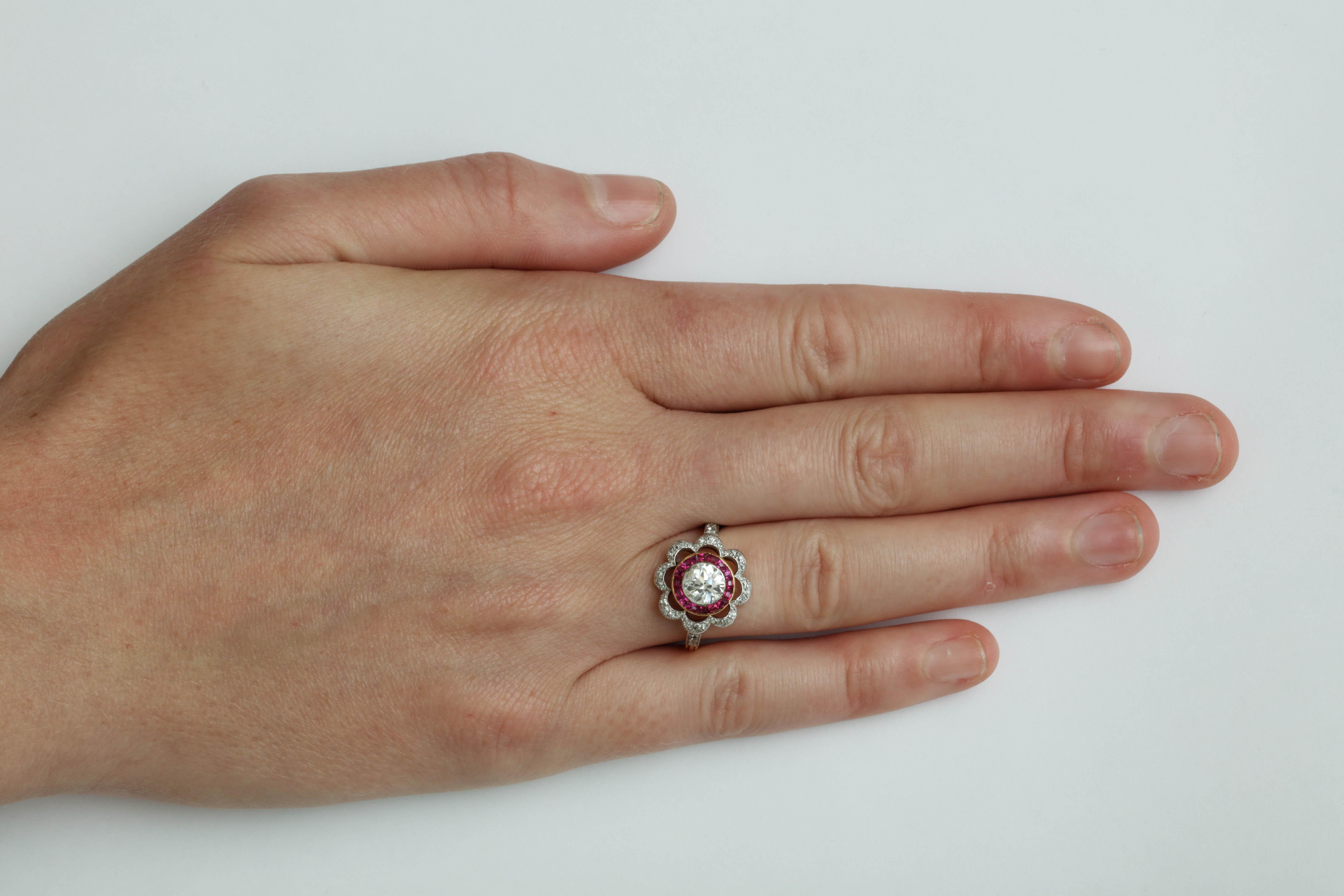 Turn of the Century Diamond and Ruby Ring 1