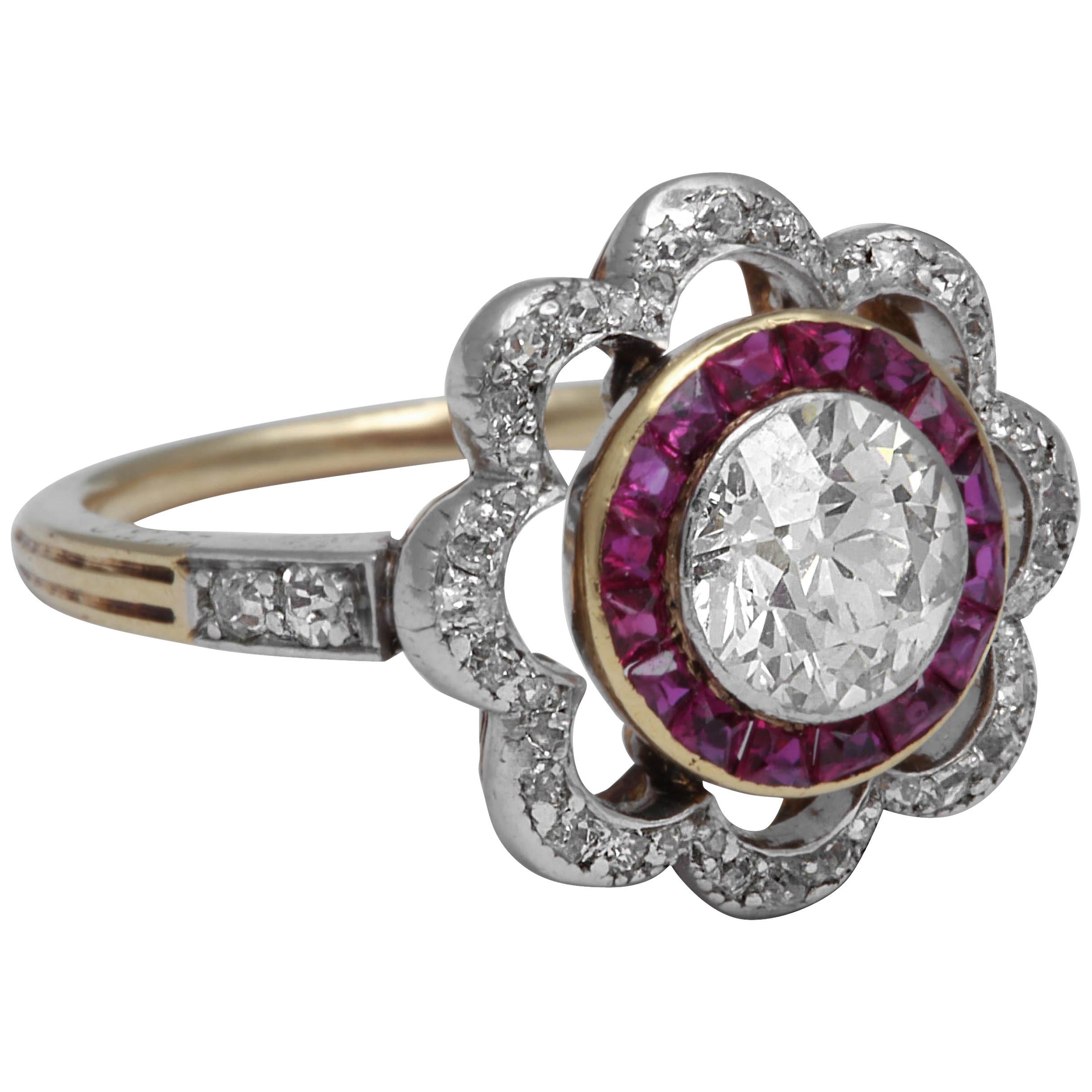 Turn of the Century Diamond and Ruby Ring