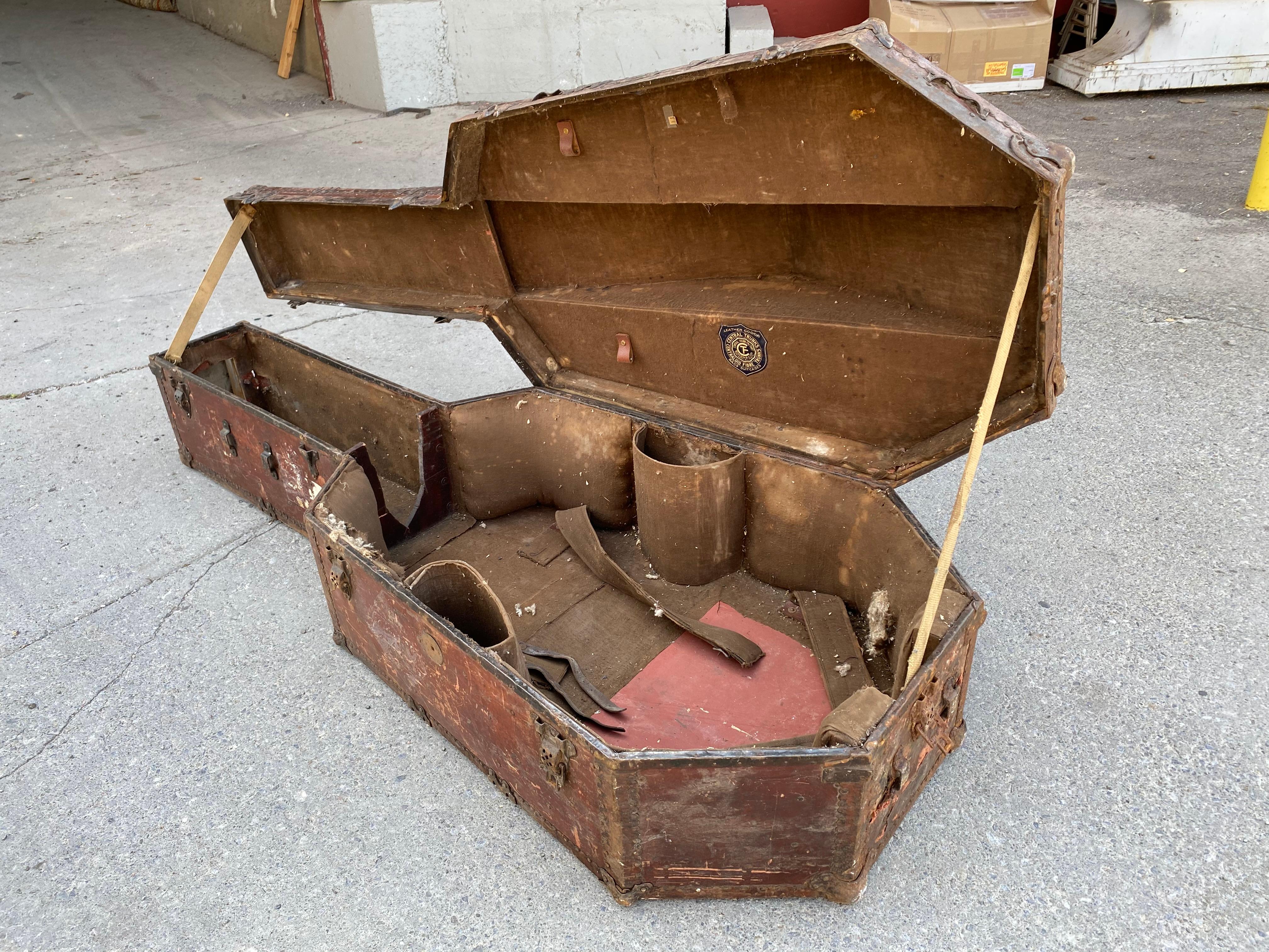 Turn of the Century Double Bass Shipping Trunk/Case, Central Factory Trunks 4