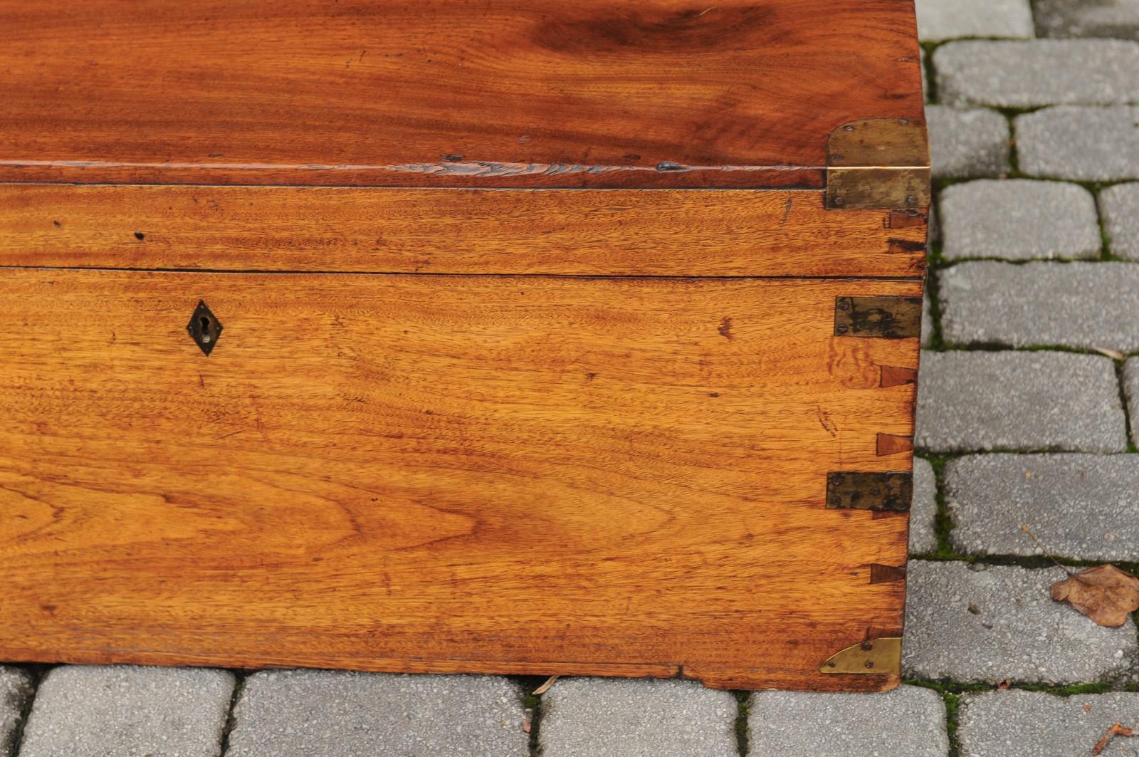 Turn of the Century English Camphor Wood Box with Brass Accents, circa 1900 In Good Condition In Atlanta, GA