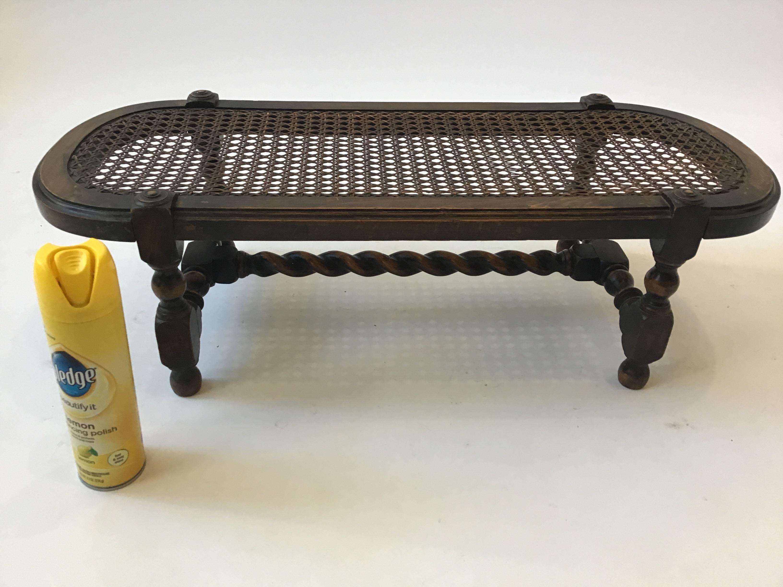 Turn of the Century English Hand Caned Footstool 5