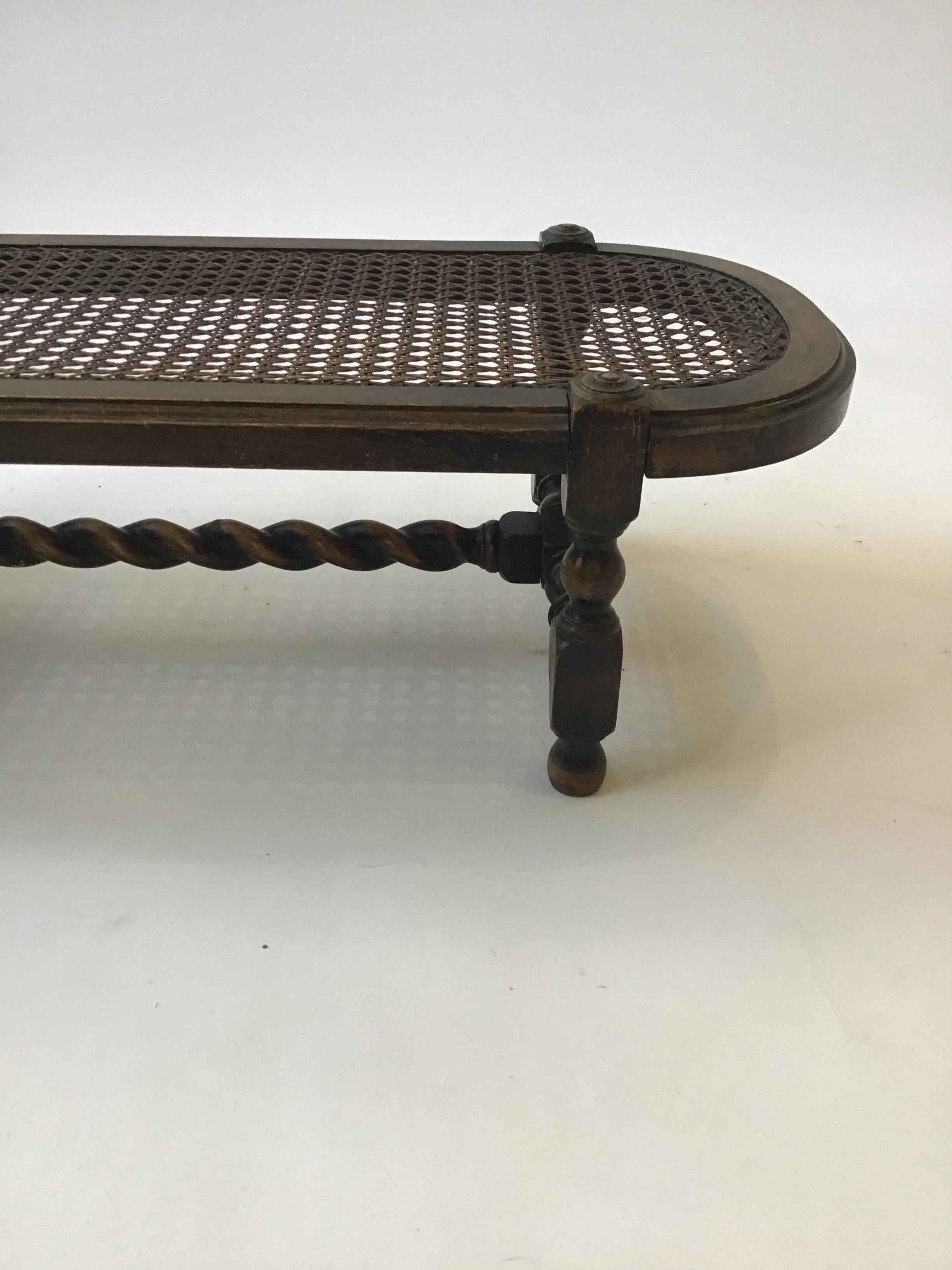 Early 20th Century Turn of the Century English Hand Caned Footstool