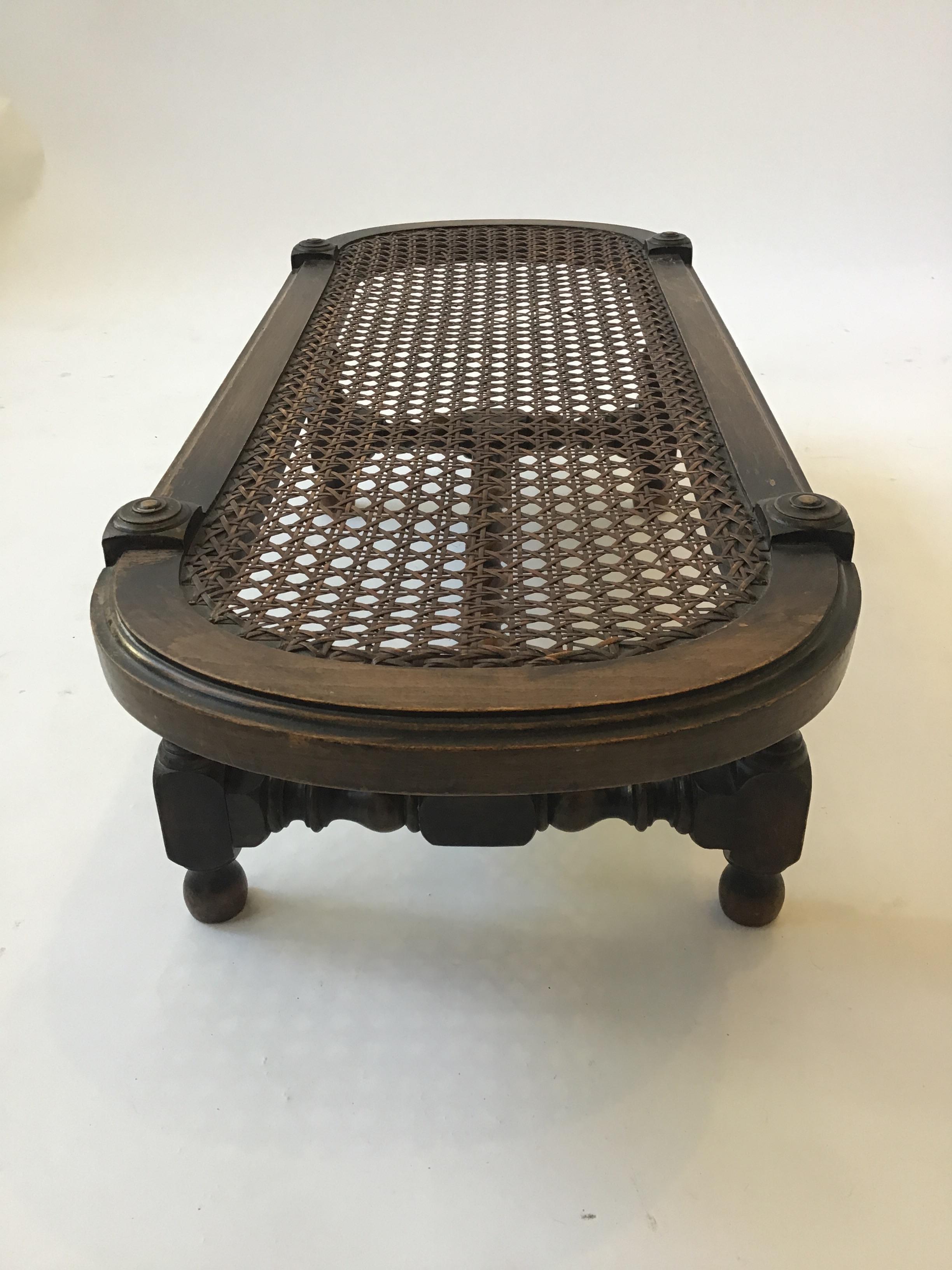 Turn of the Century English Hand Caned Footstool 2