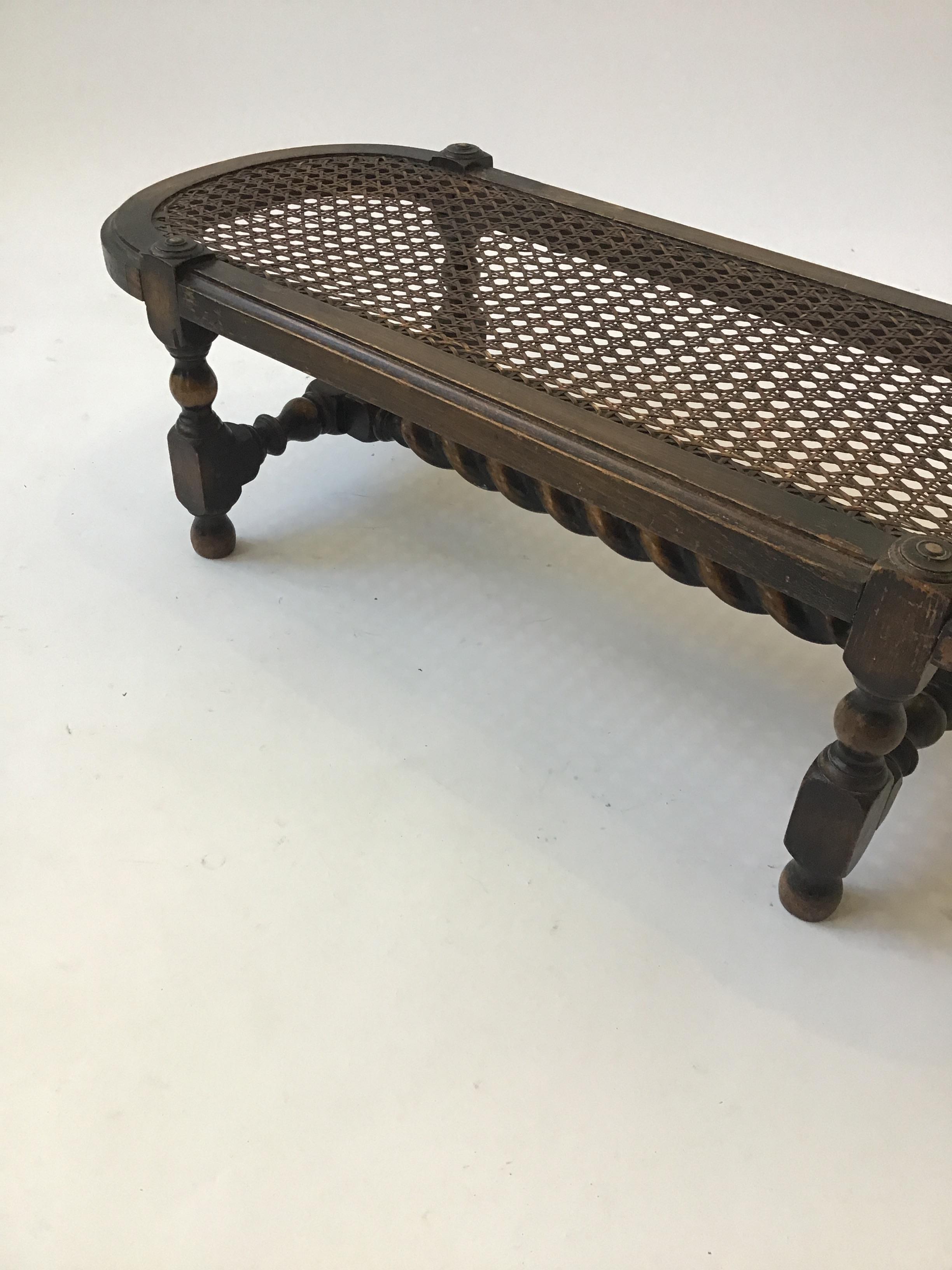 Turn of the Century English Hand Caned Footstool 3