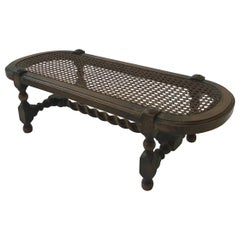 Turn of the Century English Hand Caned Footstool